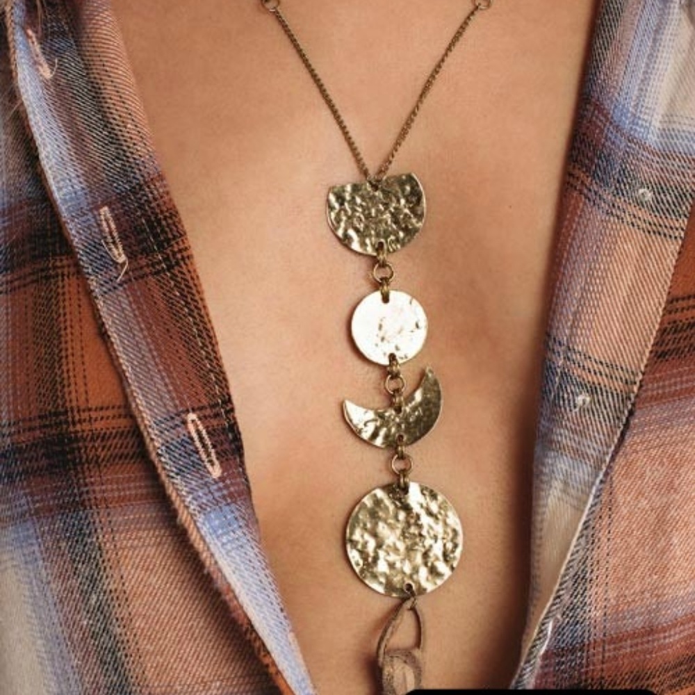 BOHO Antique Gold Geometric Tassel Necklace